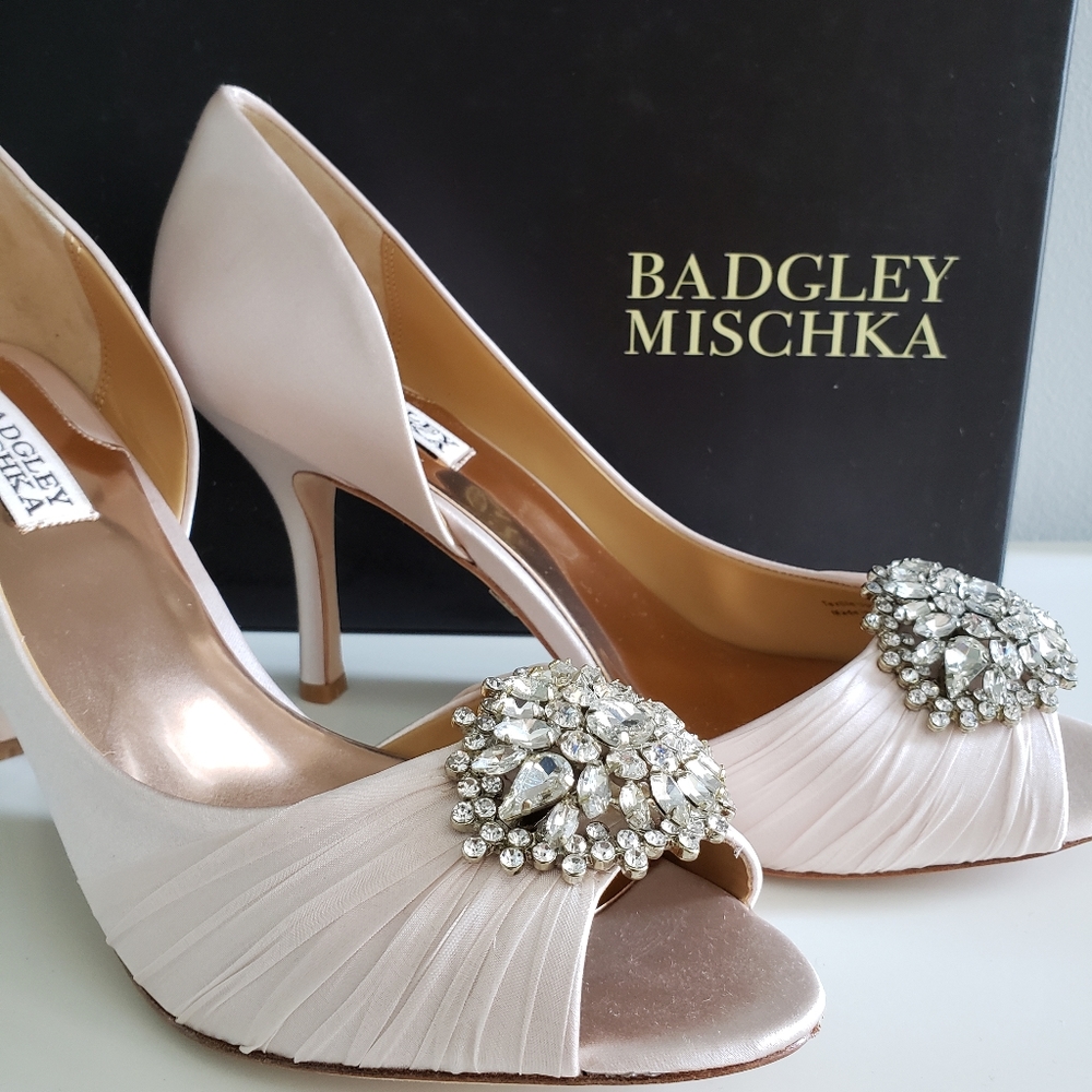 Badgley Mischka Pink Satin Pearson Heels MP2673